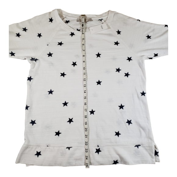 NWT LOFT White 3/4 Sleeve with Navy Blue Embroidered Stars Sweatshirt Size M - Picture 4 of 8